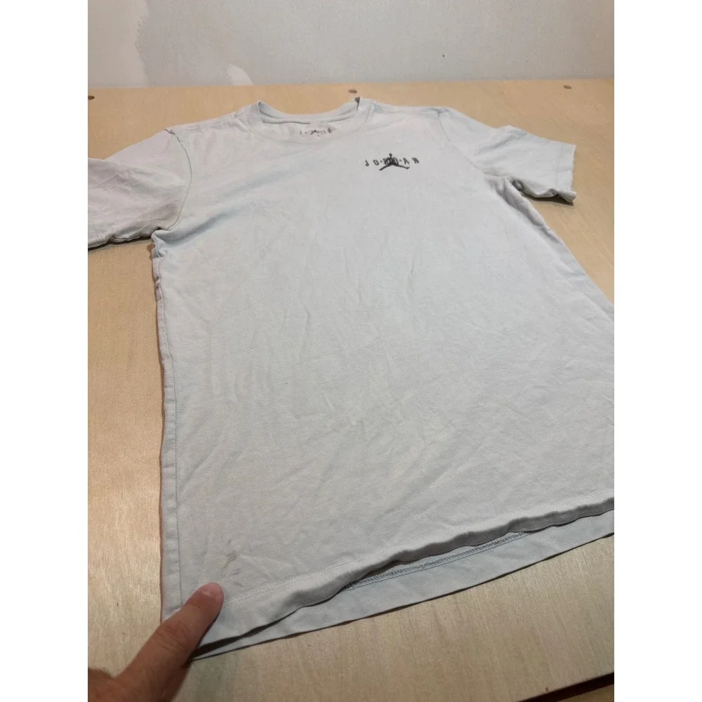 Jordan Mens Graphic T-Shirt Light Blue Jumpman Back Print Size S Small